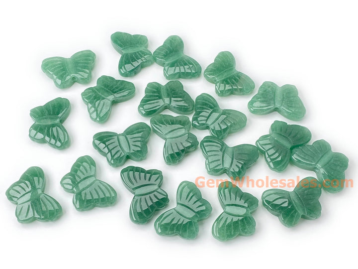 1PC 28x38mm natural green aventurine carving butterfly pendant