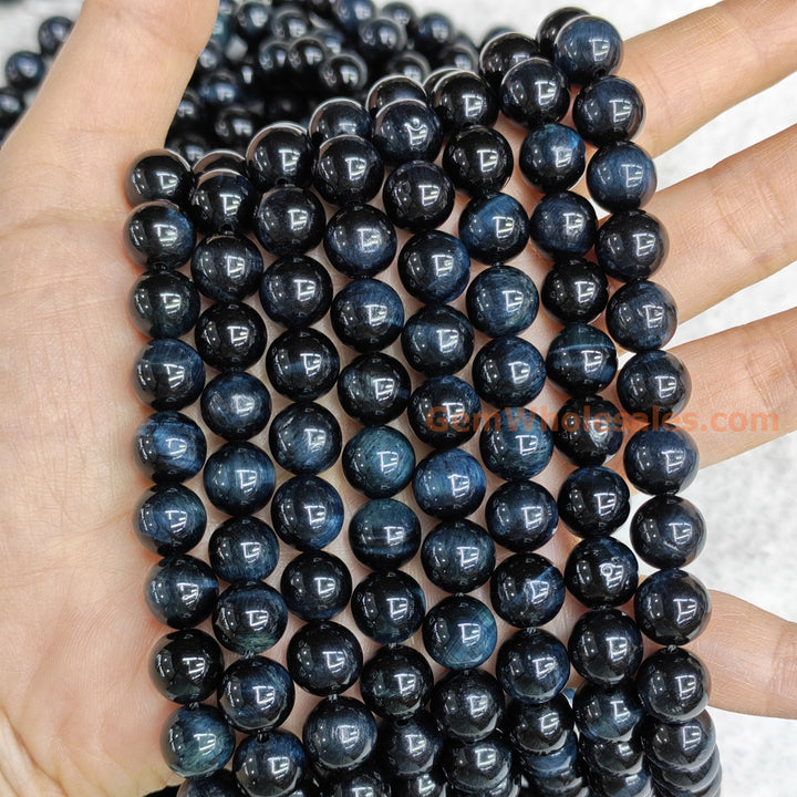 10mm Dyed blue tiger eye stone round beads, 15.5"