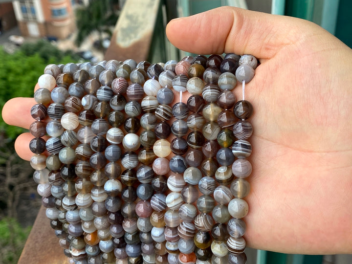 15.5" natural 8mm/10mm brown botswana Agate Round beads Gemstone