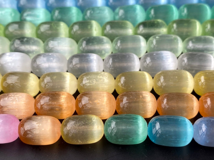 15" 8x12mm Multi candy color calcite stone drum beads