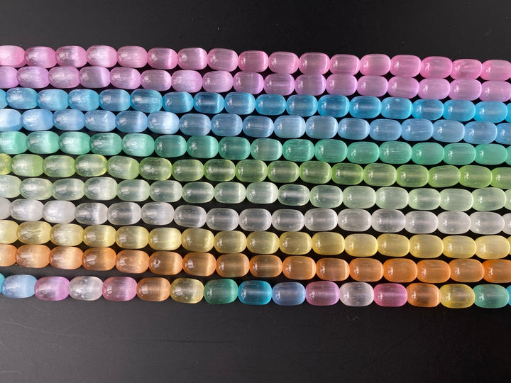 15" 8x12mm Multi candy color calcite stone drum beads