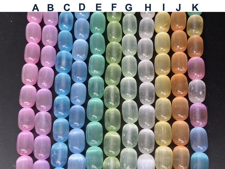 15" 8x12mm Multi candy color calcite stone drum beads