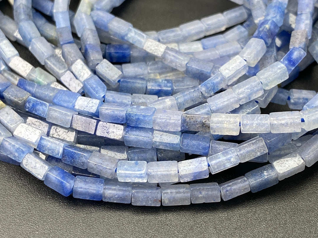 2x4mm Natural Blue Aventurine stone Rectangle Tube Beads, 15"