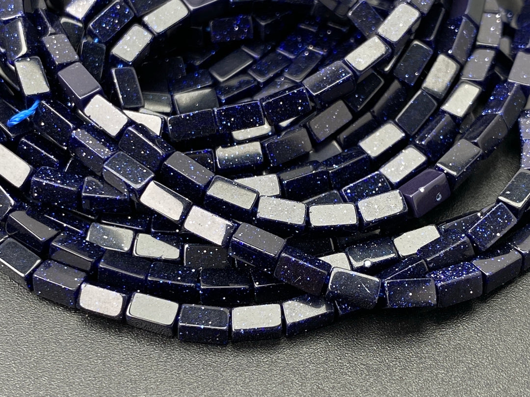 2x4mm Blue Sandstone rectangle tube beads