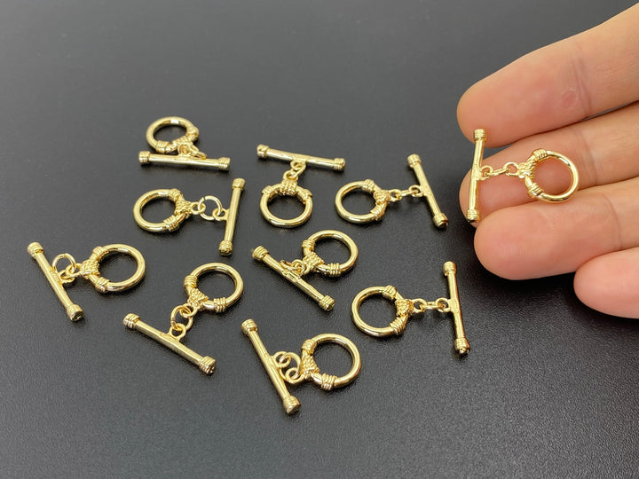 5PCS 11x20mm gold plated brass metal OT Buckle, Toggle Clasp findings