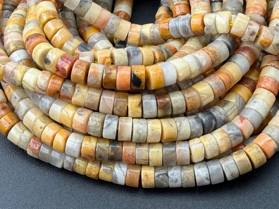 2x4mm yellow crazy agate heishi beads for jewelry making