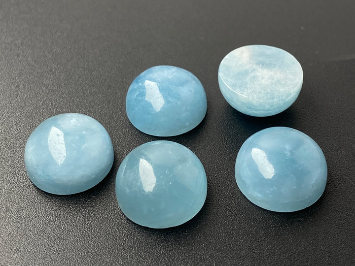 14mm AA Genuine Natural Aquamarine round cabochon beads