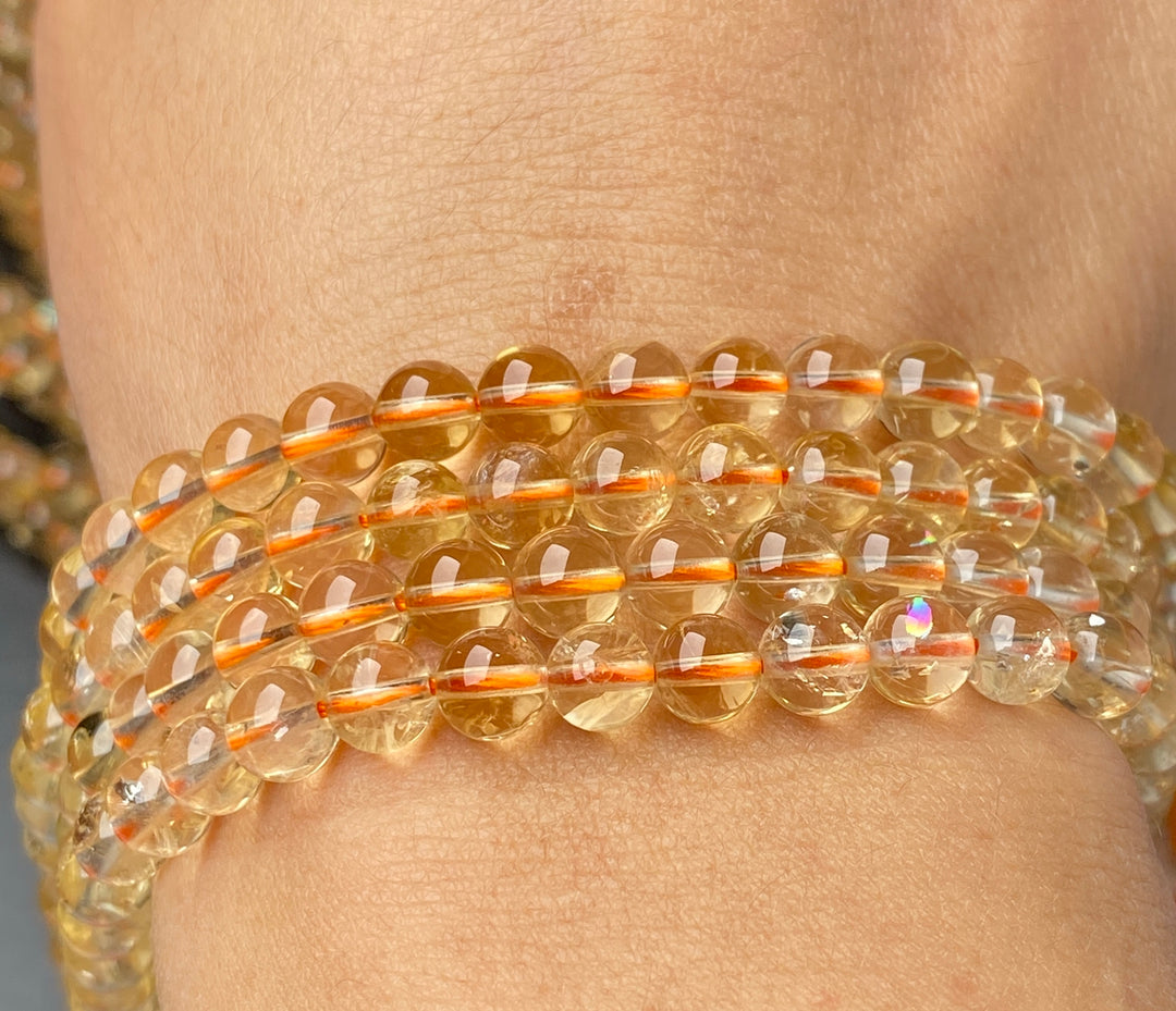 15.5" Natural 6mm Citrine round beads,gemstone,semi-precious stone, yellow quartz