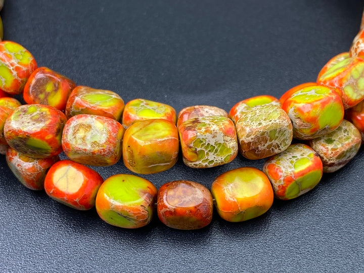 15.5" 5x7mm yellow orange Sea Sediment, Impression Jasper rectangle beads