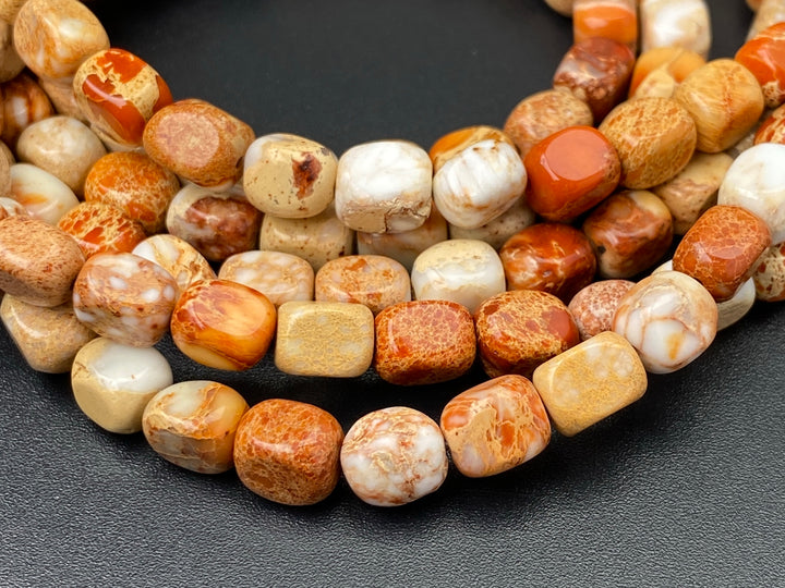 15.5" 5x7mm beige brown Sea Sediment, Impression Jasper rectangle beads