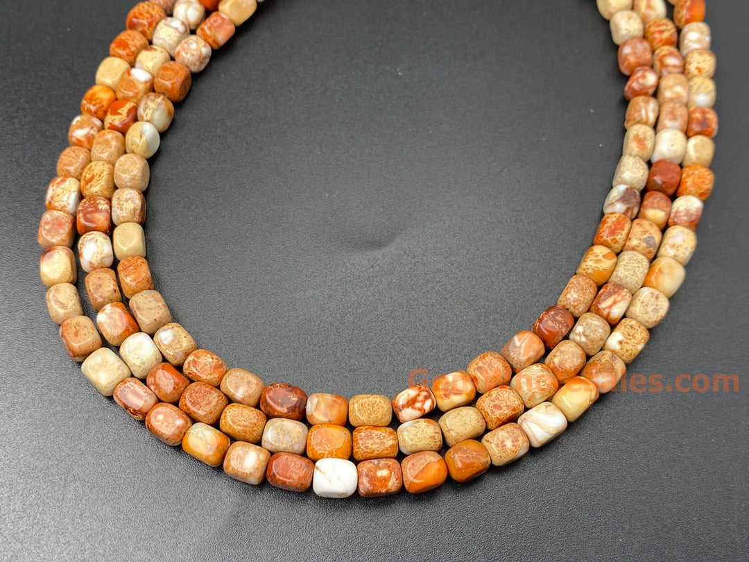 15.5" 5x7mm beige brown Sea Sediment, Impression Jasper rectangle beads