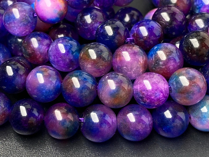15" 8mm/10mm Starry Sky color Malaysian jade Round beads