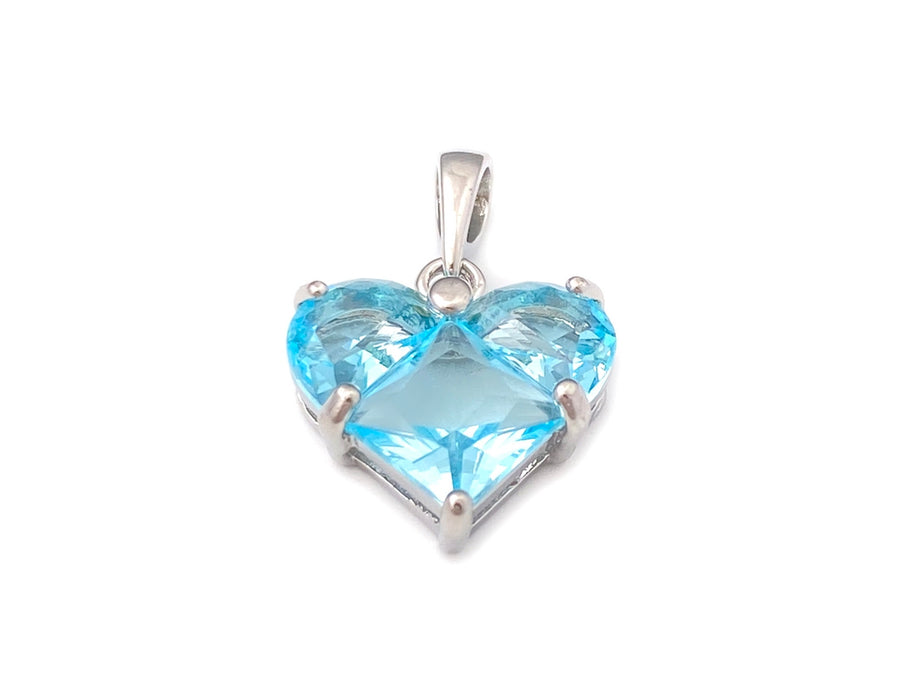 14mm light blue cz heart pendant