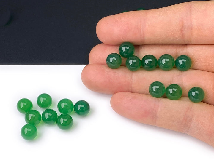 10PCS 8mm green agate undrilled round sphere beads