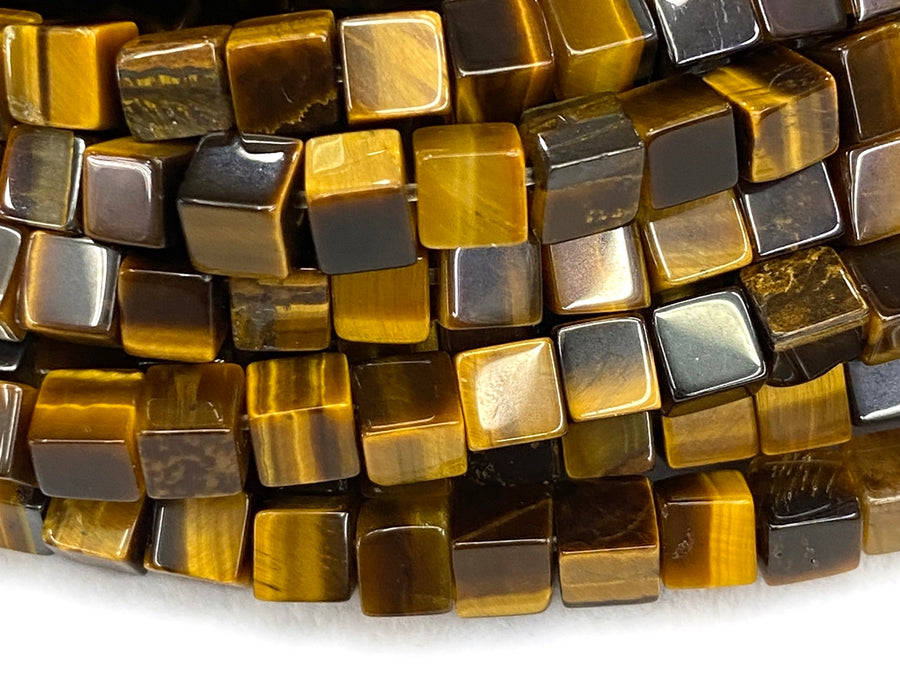 4mm yellow tiger eye cube beads for jewelry making