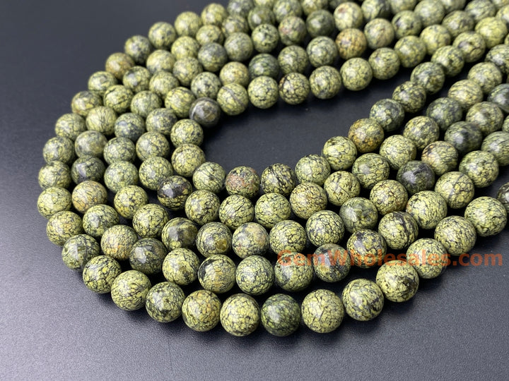 15" 8mm Natural light green Snowflake Obsidian round beads