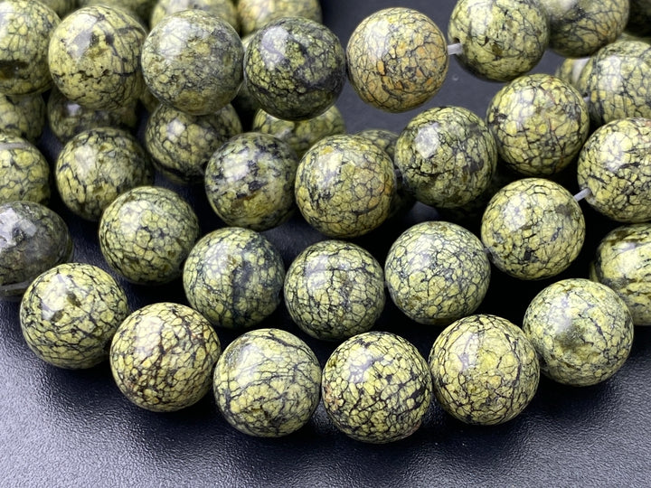 15" 8mm Natural light green Snowflake Obsidian round beads