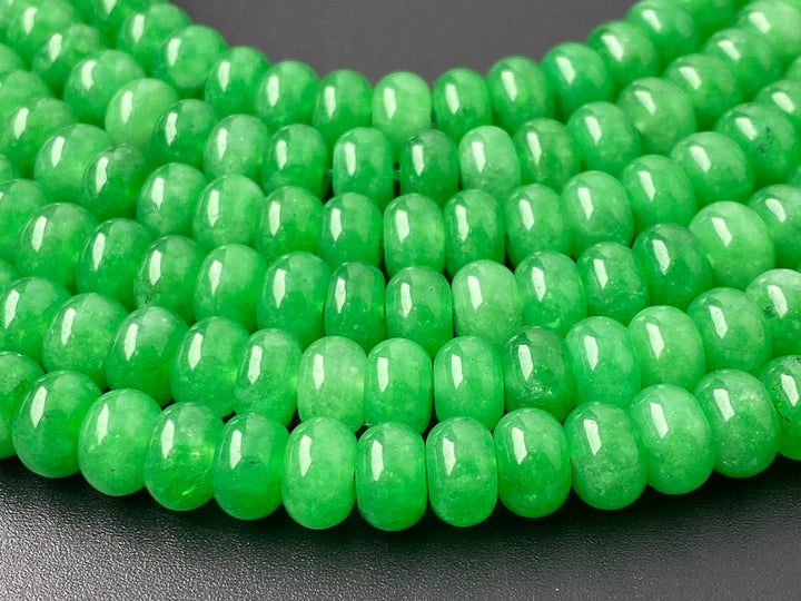 15" 5x8mm vivid green dyed jade Rondelle beads for jewelry making