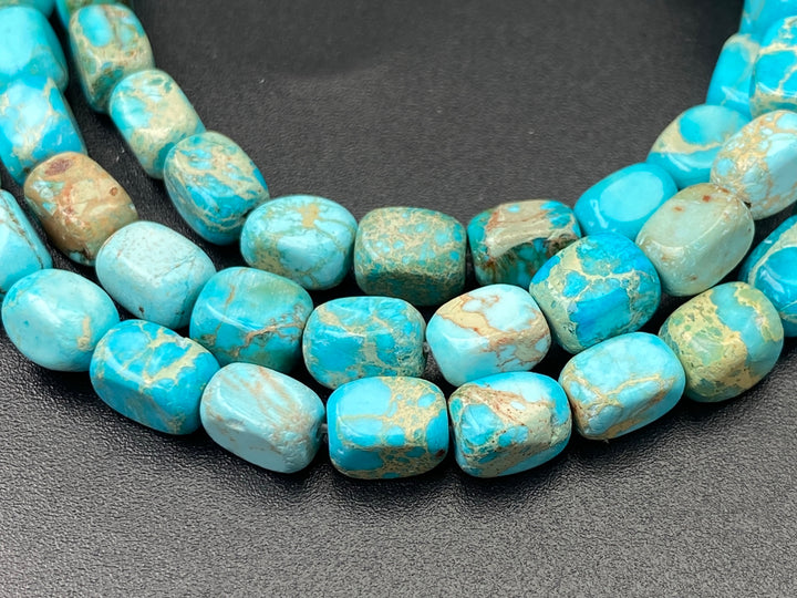 15.5" 5x7mm light blue Sea Sediment, Impression Jasper rectangle beads