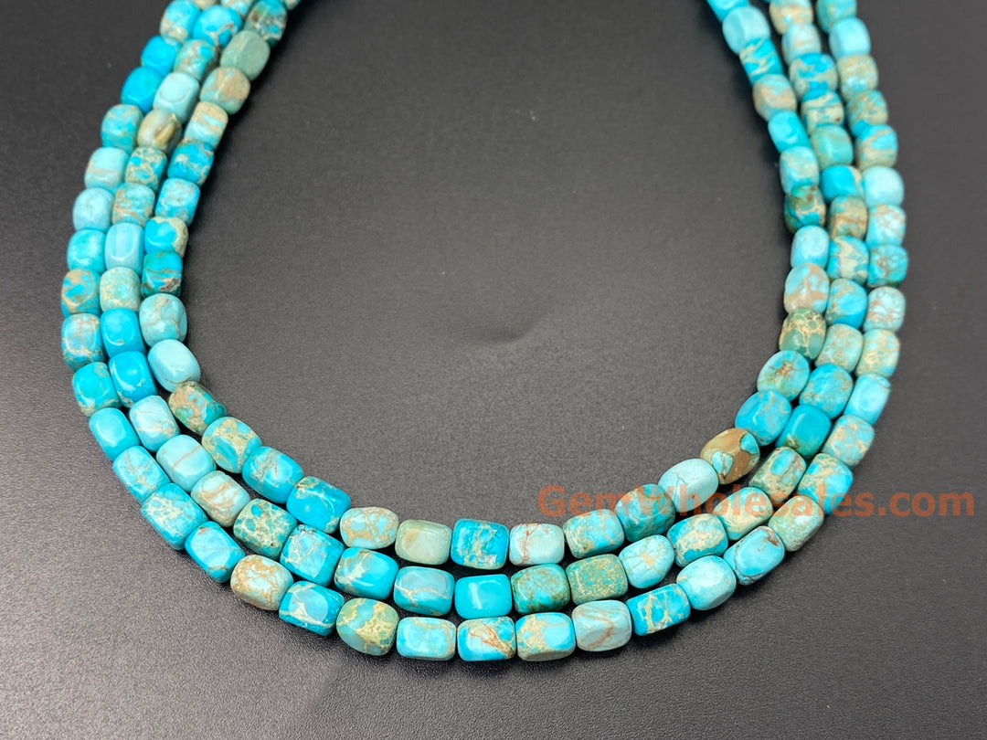15.5" 5x7mm light blue Sea Sediment, Impression Jasper rectangle beads