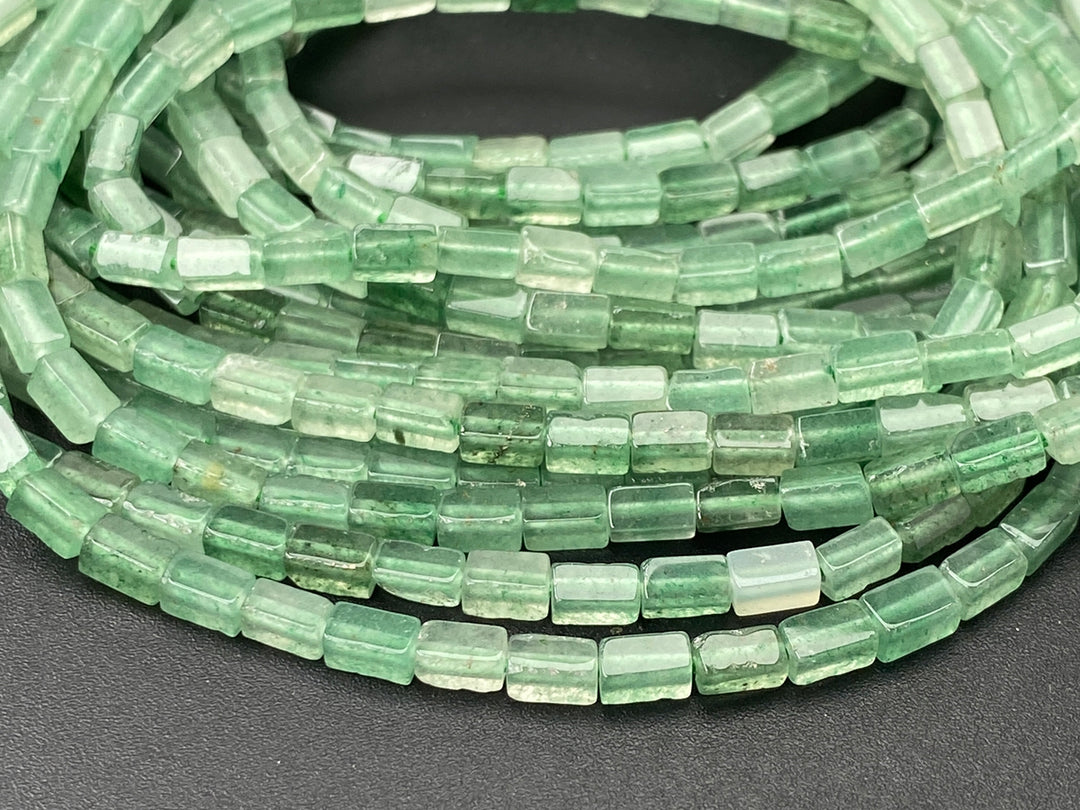 2x4mm Natural Green Aventurine Rectangle/square Tube Beads, 15"