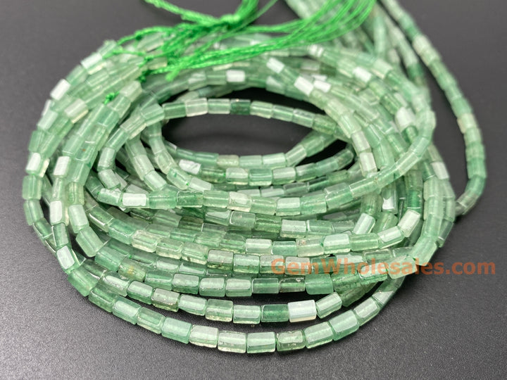 2x4mm Natural Green Aventurine Rectangle/square Tube Beads, 15"