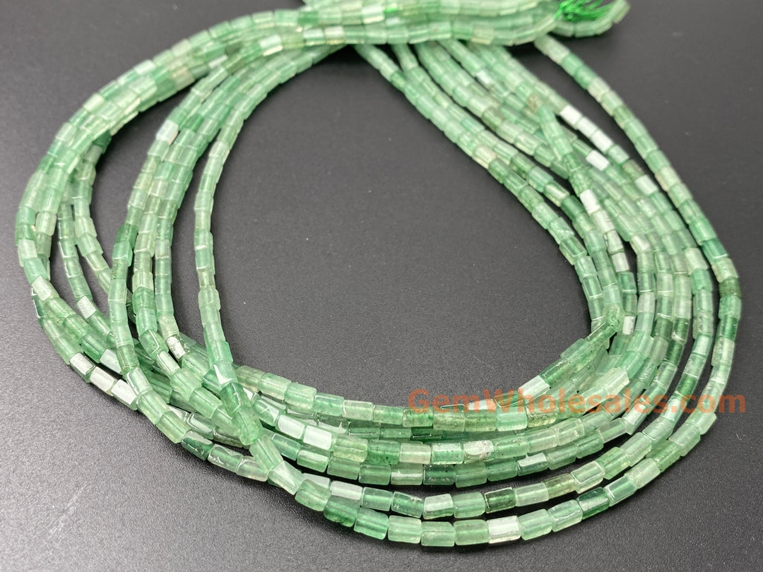 2x4mm Natural Green Aventurine Rectangle/square Tube Beads, 15"