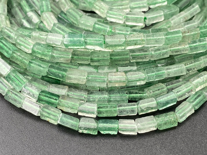 2x4mm Natural Green strawberry Rectangle/square Tube Beads, 15"