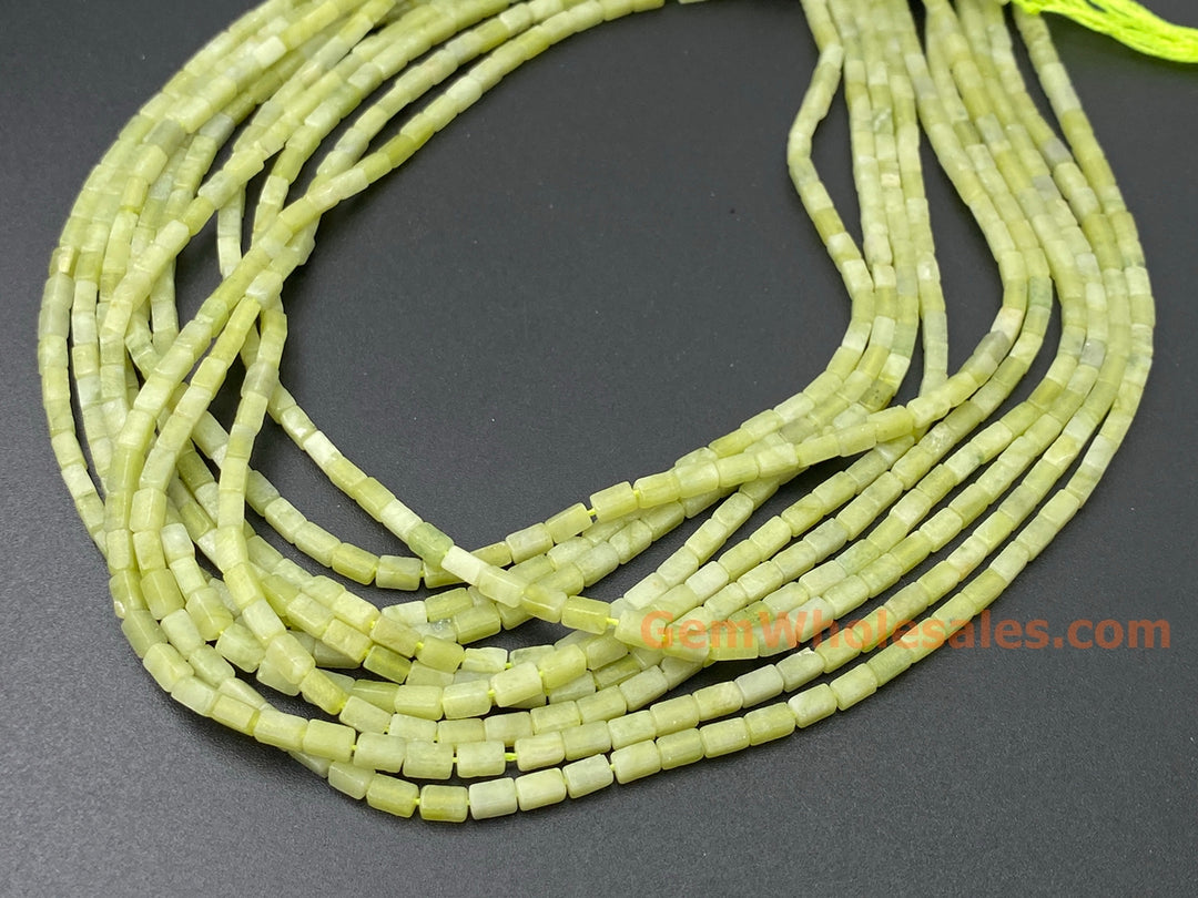 2x4mm Natural Lemon Jade Rectangle/square Tube Beads, 15"