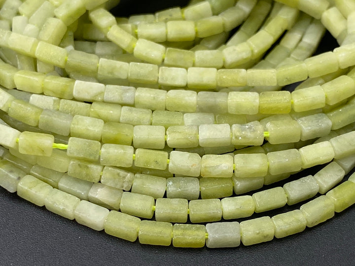 2x4mm Natural Lemon Jade Rectangle/square Tube Beads, 15"