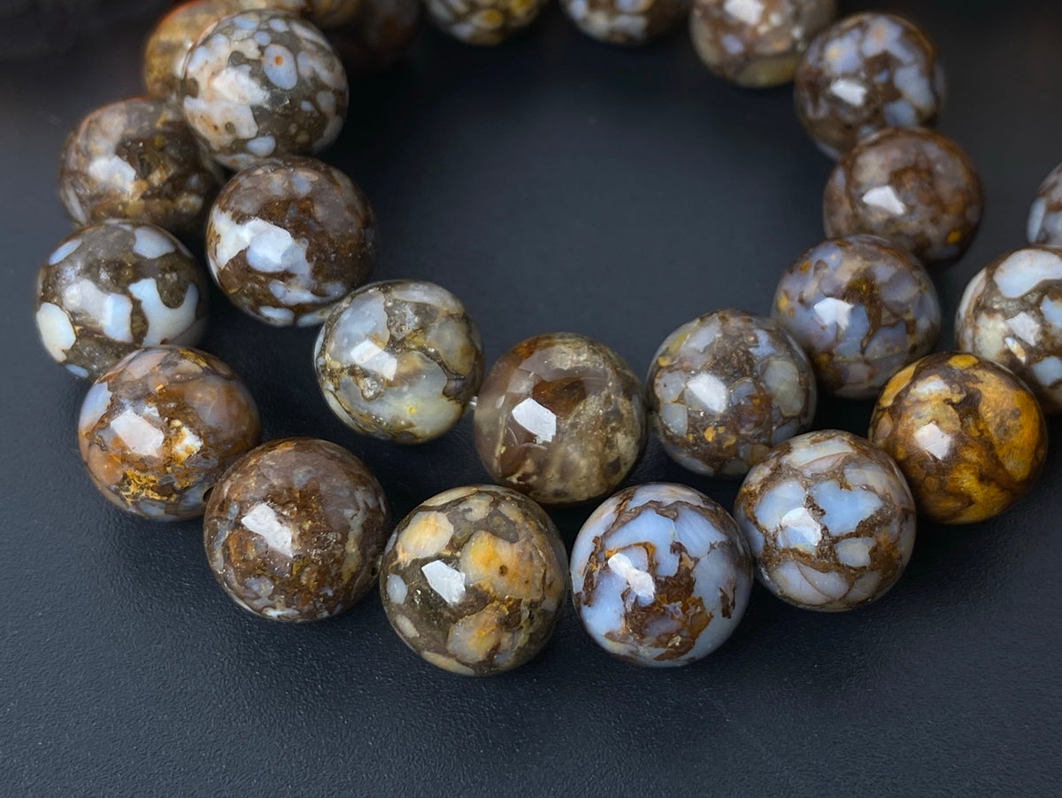 15" 10mm Natural brown opal round beads, brown gemstone beads