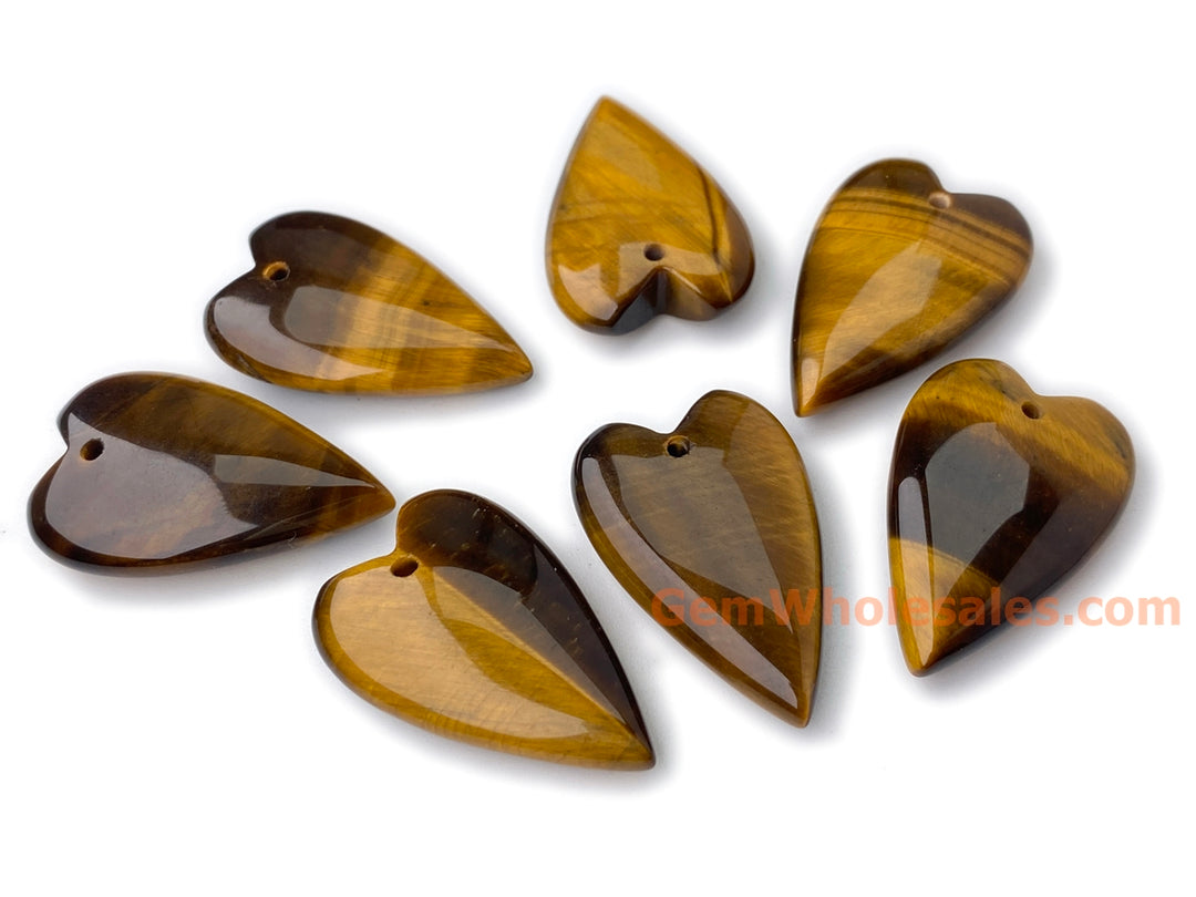 1PC 20x30mm Natural Yellow tiger eye heart pendant