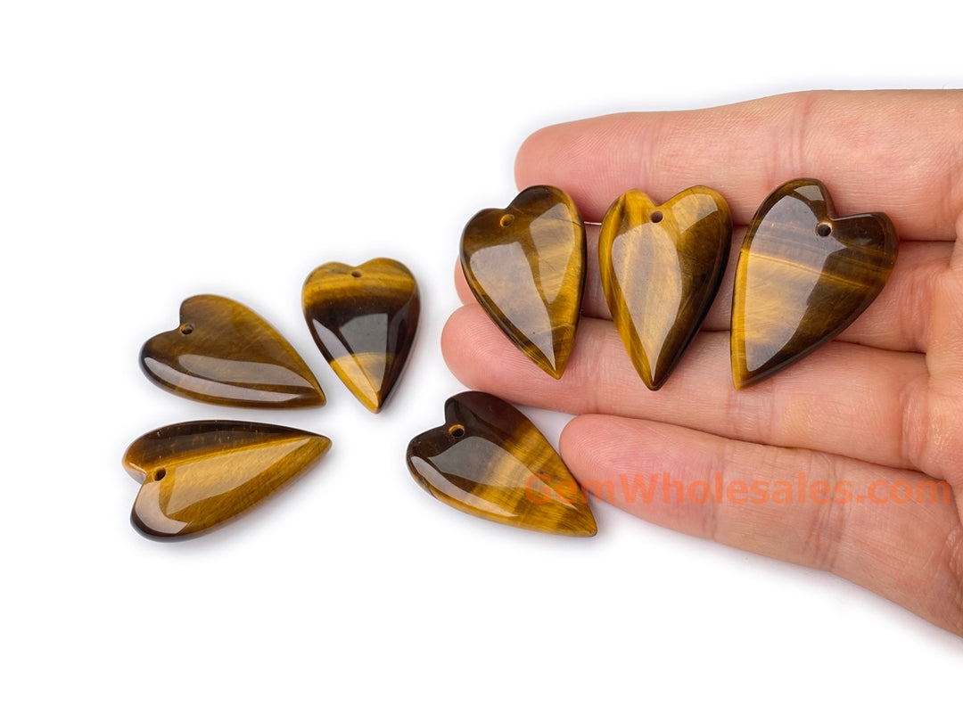 1PC 20x30mm Natural Yellow tiger eye heart pendant