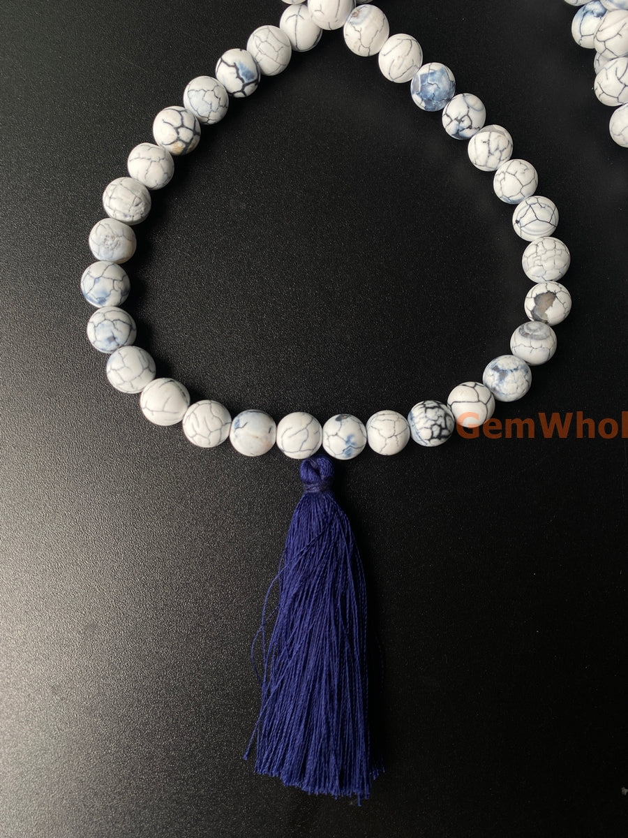 15" 10mm frosted white dream fire dragon veins Agate Round beads