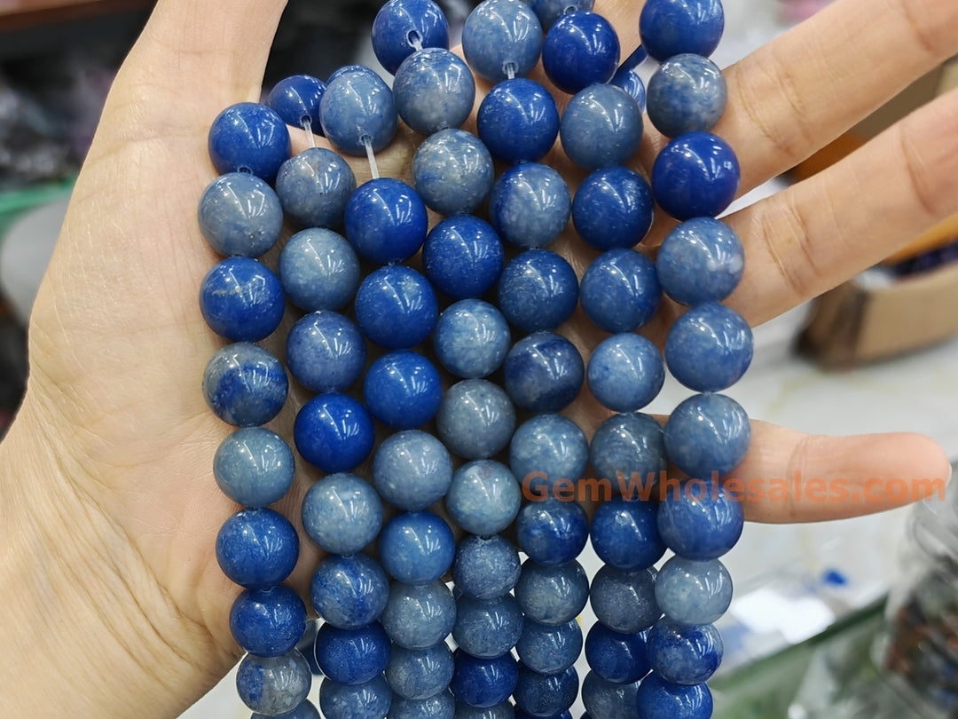 15.5" 12mm Natural blue aventurine stone round jewelry beads