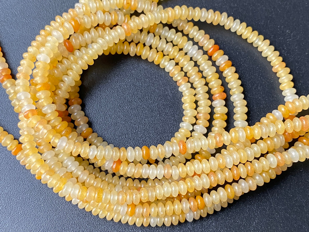 15.5" 2x4mm Natural old yellow jade rondelle beads, roundel beads