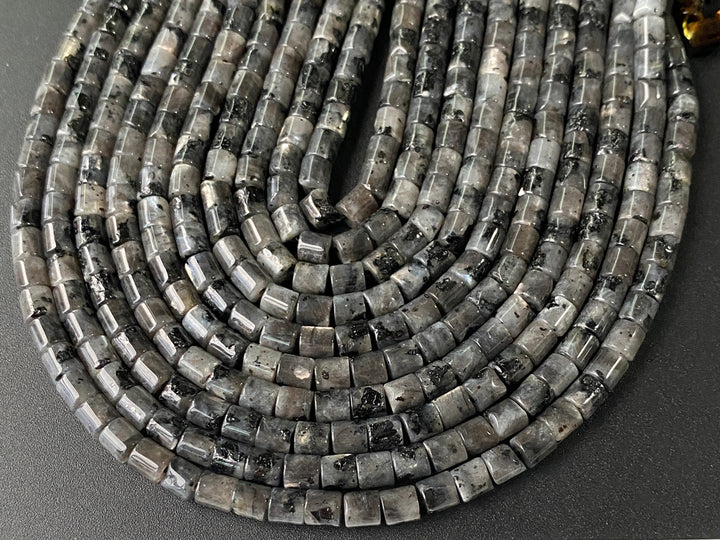 4x4mm Natural labradorite round Cylinder tube beads, 15"