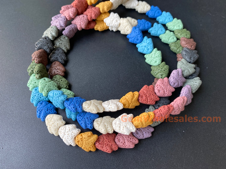 14mm Rainbow color Lava fish beads for jewelry making, 15.5"