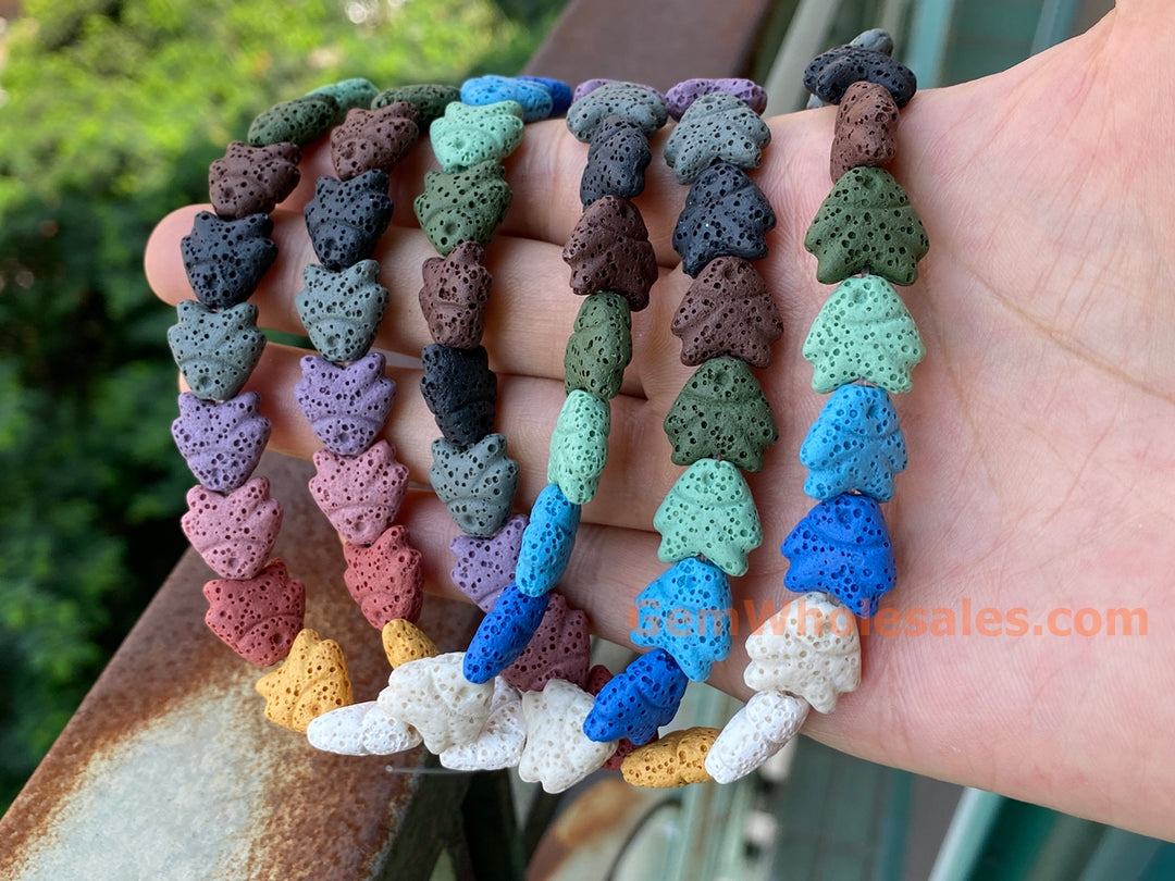 14mm Rainbow color Lava fish beads for jewelry making, 15.5"