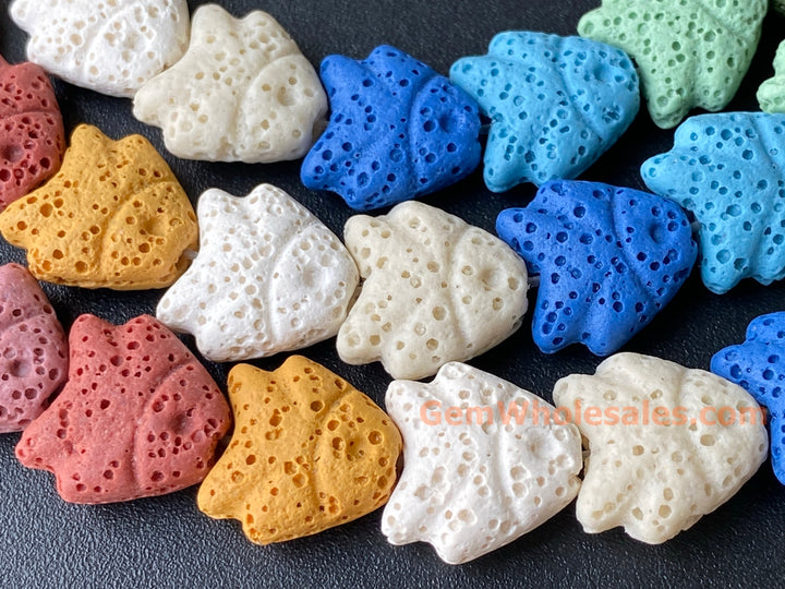 14mm Rainbow color Lava fish beads for jewelry making, 15.5"