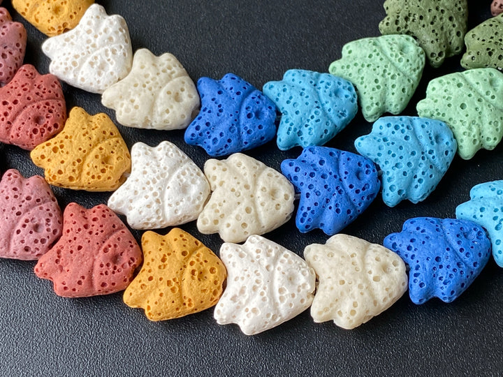14mm Rainbow color Lava fish beads for jewelry making, 15.5"