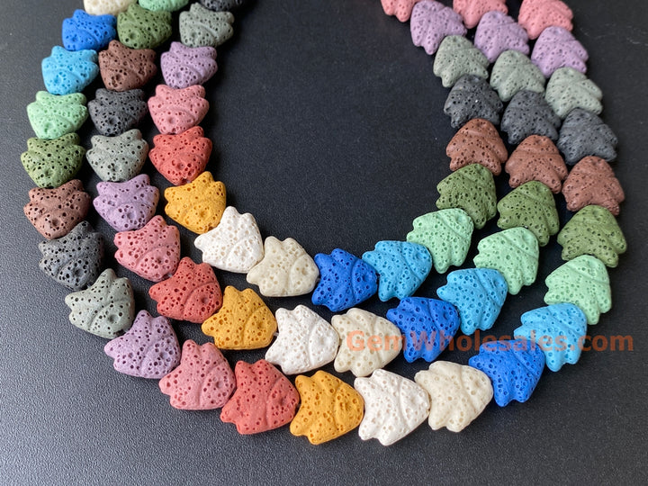 14mm Rainbow color Lava fish beads for jewelry making, 15.5"