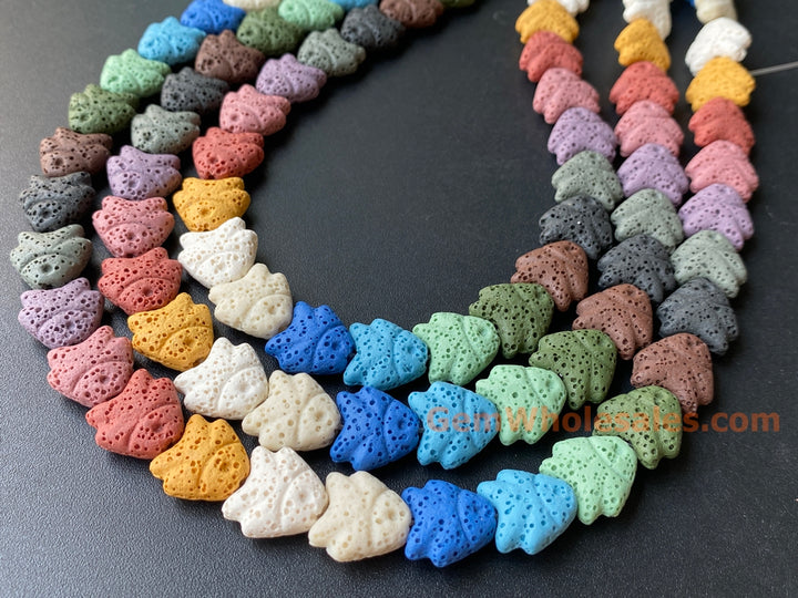 14mm Rainbow color Lava fish beads for jewelry making, 15.5"
