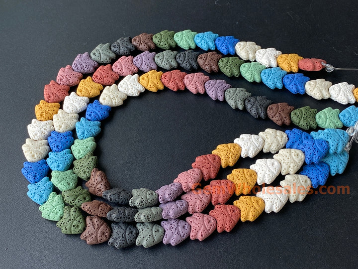 14mm Rainbow color Lava fish beads for jewelry making, 15.5"