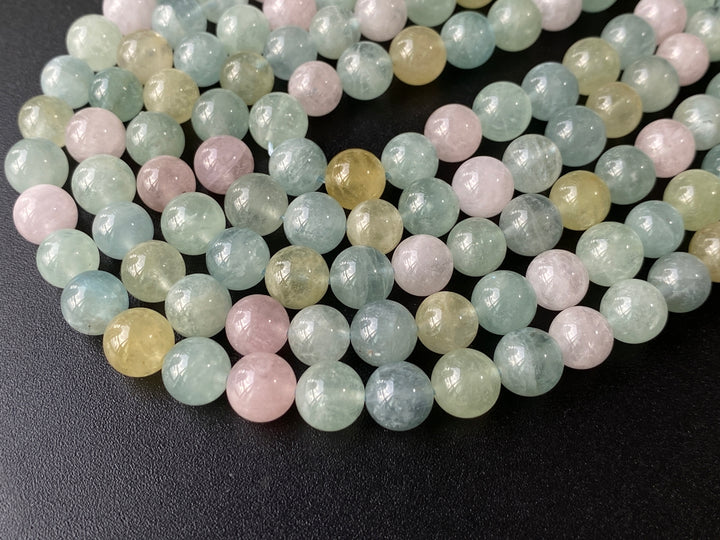 15.5" 8mm Natural Morganite multi color Round Beads, AAA grade