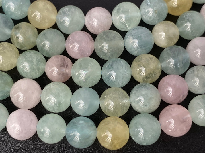 15.5" 8mm Natural Morganite multi color Round Beads, AAA grade