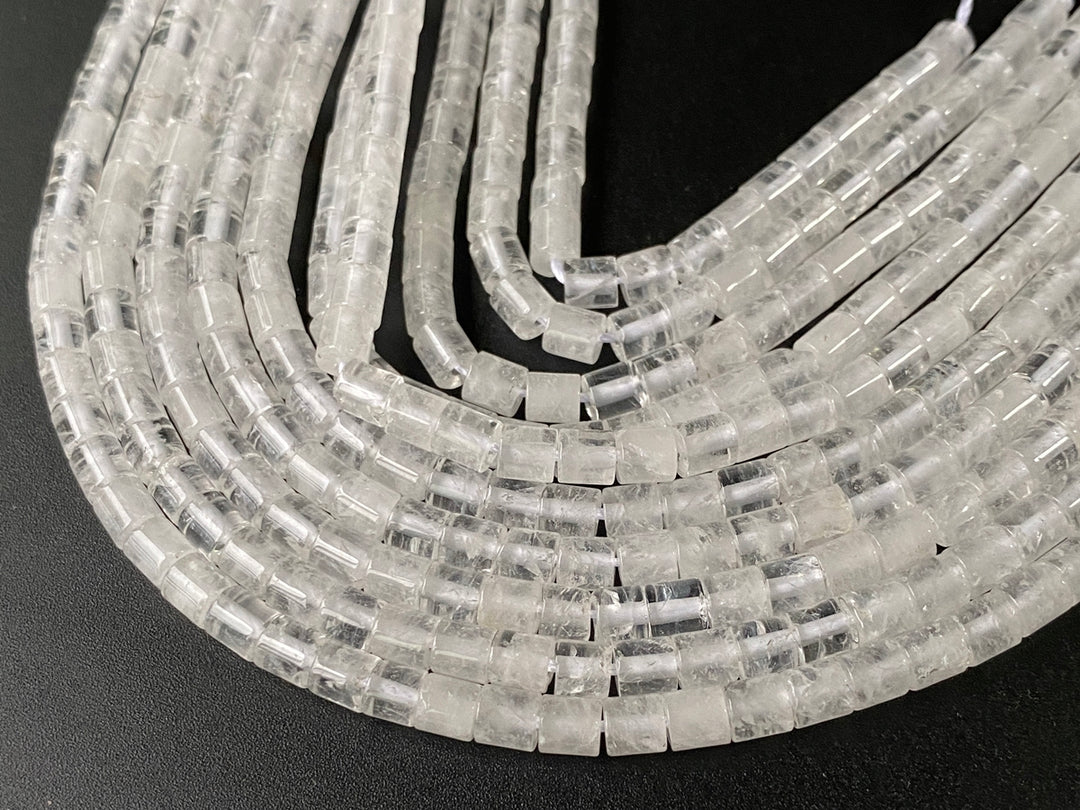 4x4mm natural white crystal round cylinder tube beads