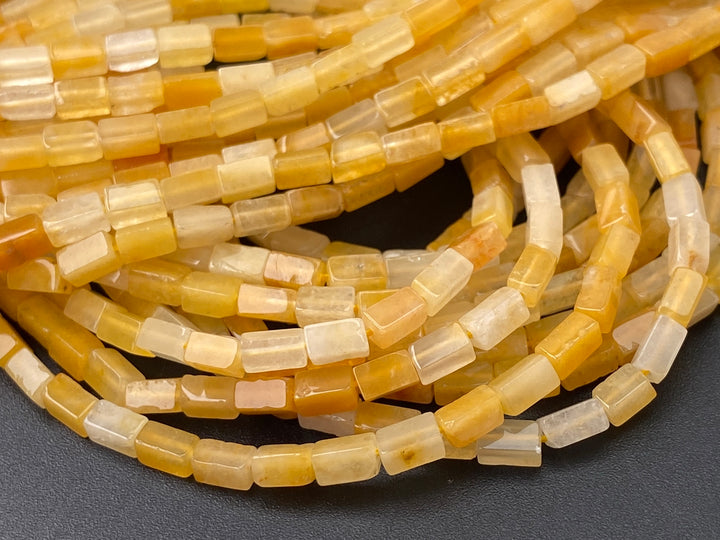 2x4mm Natural Old Yellow Jade Rectangle/square Tube Beads, 15"