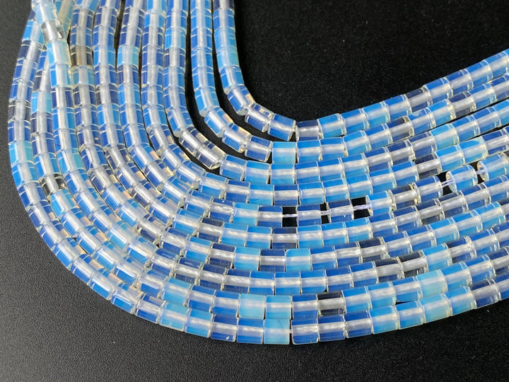 4x4mm opalite round Cylinder tube beads, 15"