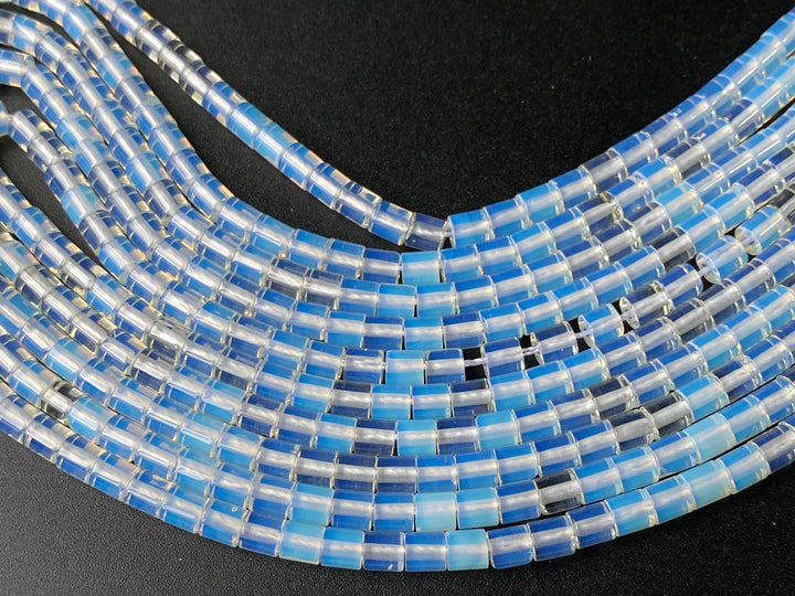 4x4mm opalite round Cylinder tube beads, 15"